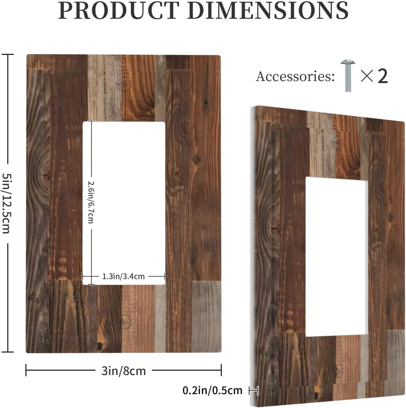 Vintage Brown Wooden Boards Print Wood Grain Decorative Outlet Covers 1 Gang Single Rocker Light Switch Cover Plate Wall Plates GFCI Faceplate for Farmhouse Home Decor