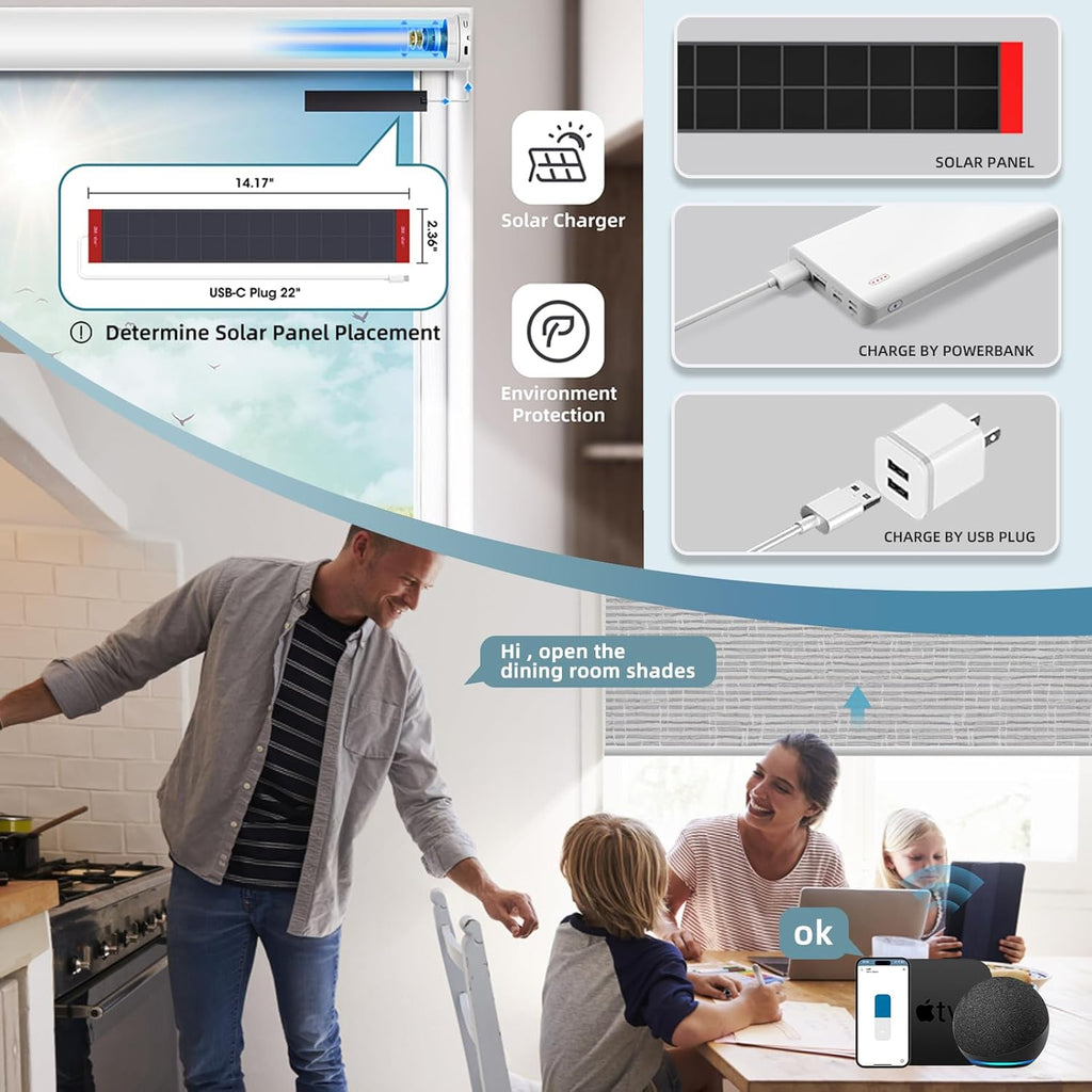 SmartWings Motorized Roller Shades for Windows, Remote Control, Smart Blind Shade, Work with Apple Homekit, Z-wave, Alexa, Automatic, Blackout, Electric Blind, Customized 16"-110"W (Safari Smoke)