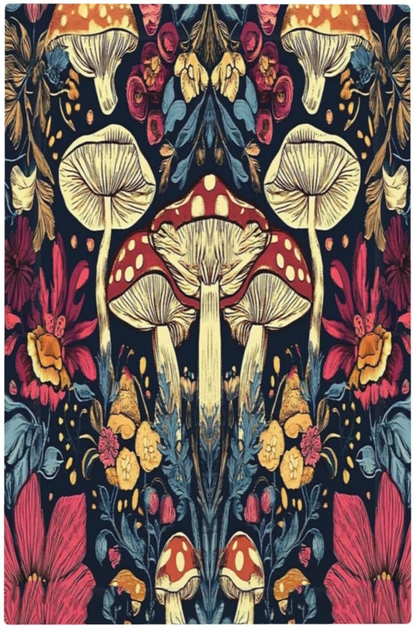 Light Switch Cover Plate Coloful Red Yellow Orange Magical Mushroom Forest 1 Gang No Device Blank Wall Plate Electrical Outlet Cover Decorative Switch Plate Covers for Bedroom Home Decor