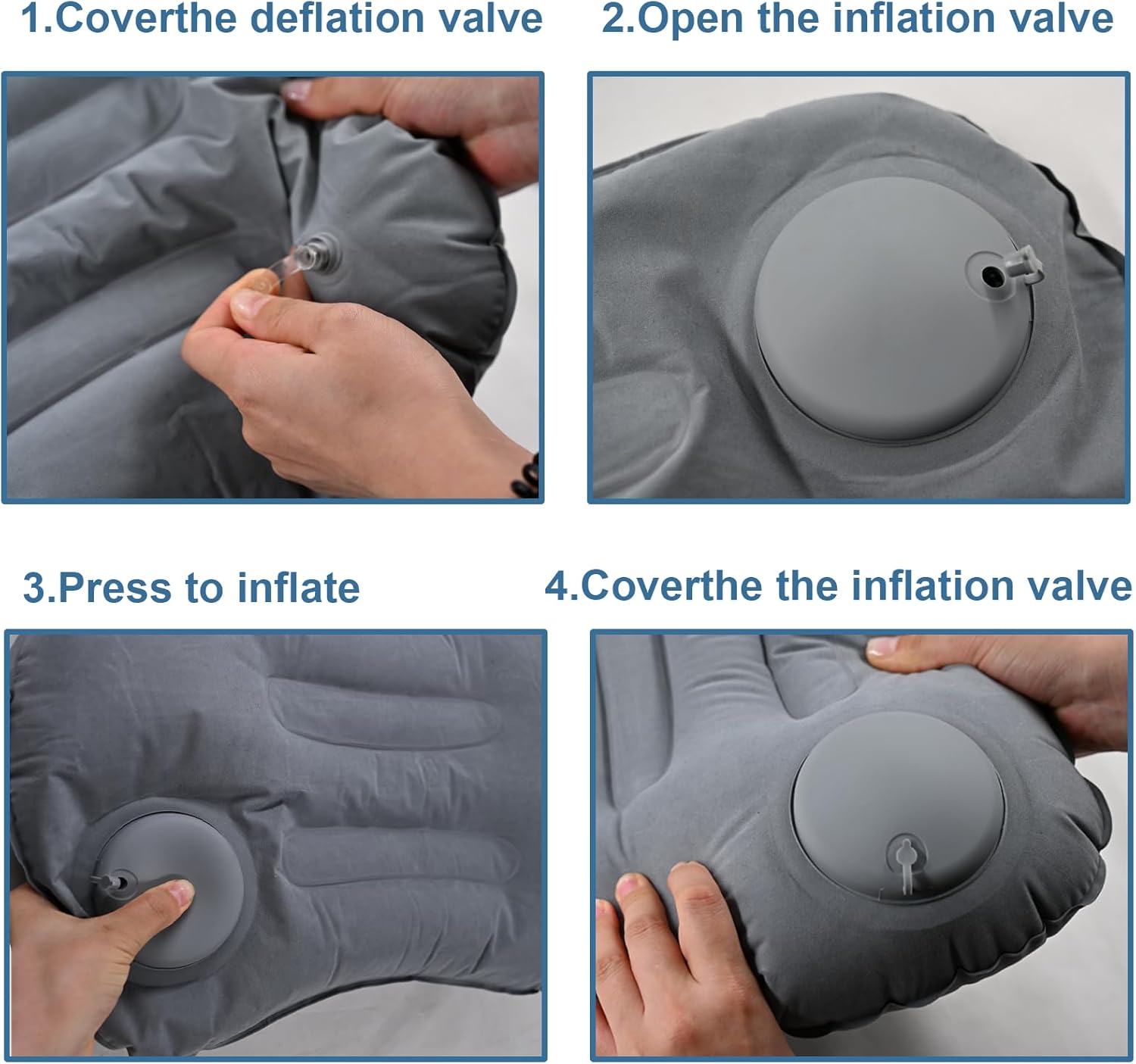 2 Pack 17 in Ultralight Inflatable Pillow Travel Pillow,Camping Pillow for Neck & Lumbar Support,Beach,Camping,Traveling,Hiking,Napping,Desk Rest(Gray)
