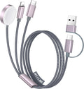 Temdan for Travel Vacation Essentials,3 in 2 USB C Cable for Apple Watch Charger/iPhone 17 Charger/Lightning,Multi Charging Cable Cord,Camping Essentials,Portable Designed for iWatch &iPhone 16-12-6FT
