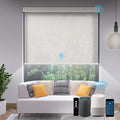 SmartWings Motorized Light Filtering Shades, Work with Matter Homekit Z-Wave Alexa Google, 70% Blackout Shades Translucent, Cordless Blinds with Remote Rechargeable, Max 110" W x 148" H, Safari Ivory