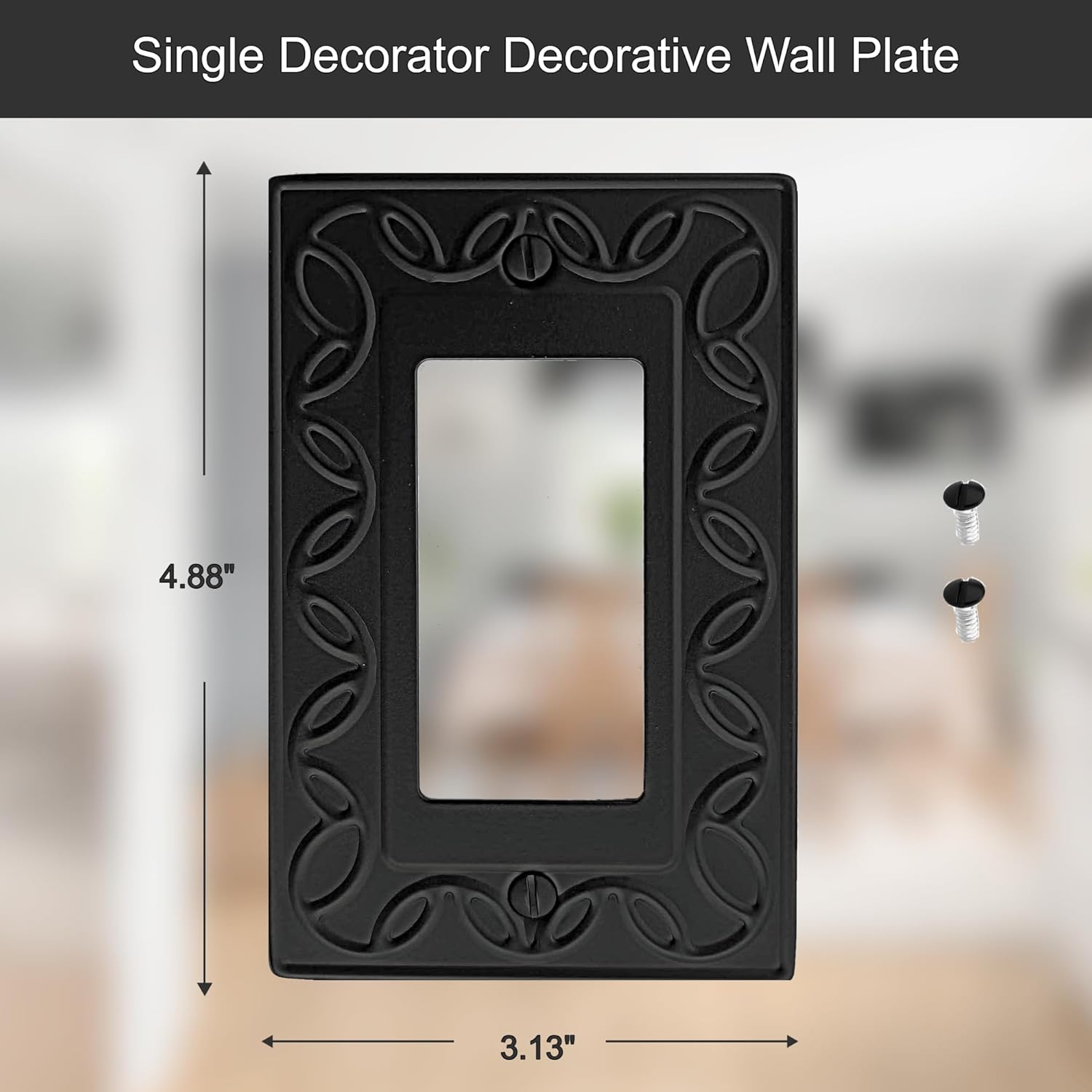 Single Decorator Light Switch Cover NovaBloom Metal Wall Plate, 4-Pack Black 1 Gang Single Rocker, for Receptacle Dimmer Switch Cover GFCI Outlet Decorative Wallplate, Durable