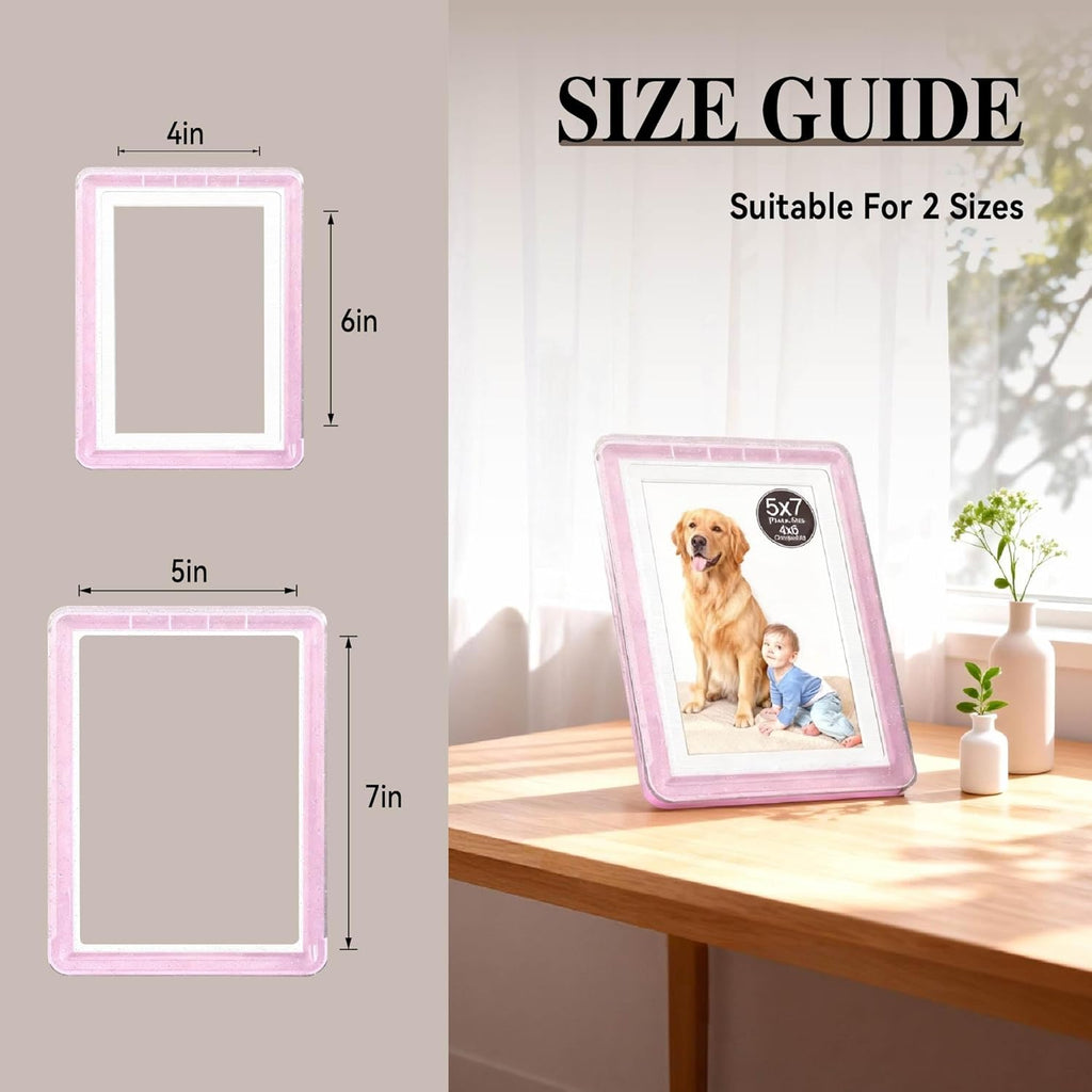 5x7 Picture Frame, Clear Acrylic Photo Frame with White Mat for 4x6 Photos, One-Piece Shatterproof Tool-Free Design, UV-Resistant Waterproof Tabletop Frame for Home Office Decor with 10-Year Warranty