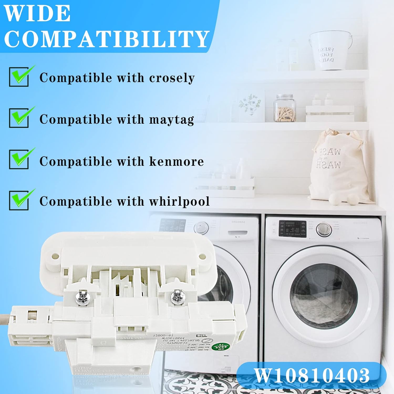 W10810403 W10787836 W10861642 for cabrio washer lid lock fit for Maytag Bravos XL Whirlpool Cabrio Kenmore 600 700 Series Washer Parts W10637463 MVWB855DW1 MVWB865GW1 MVWB835DW3 MVWB765FW4 LUXRILIX