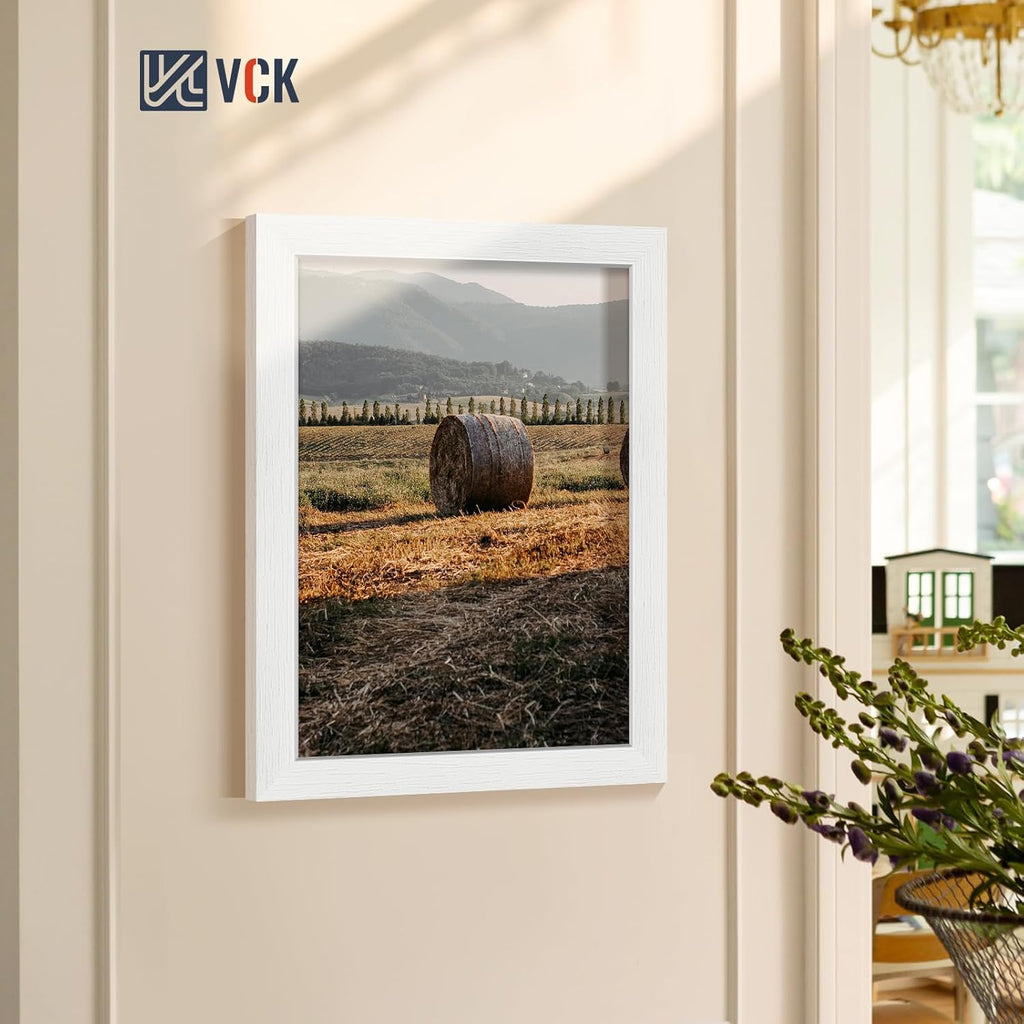 VCK 11x14 Picture Frames white Set of 6, Wide Border Wood Multi Certificate 11 x 14 Frame, Family Photos, Office Prints, Studio/Gallery Artwork, Woodgrain Series, Wall Hanging