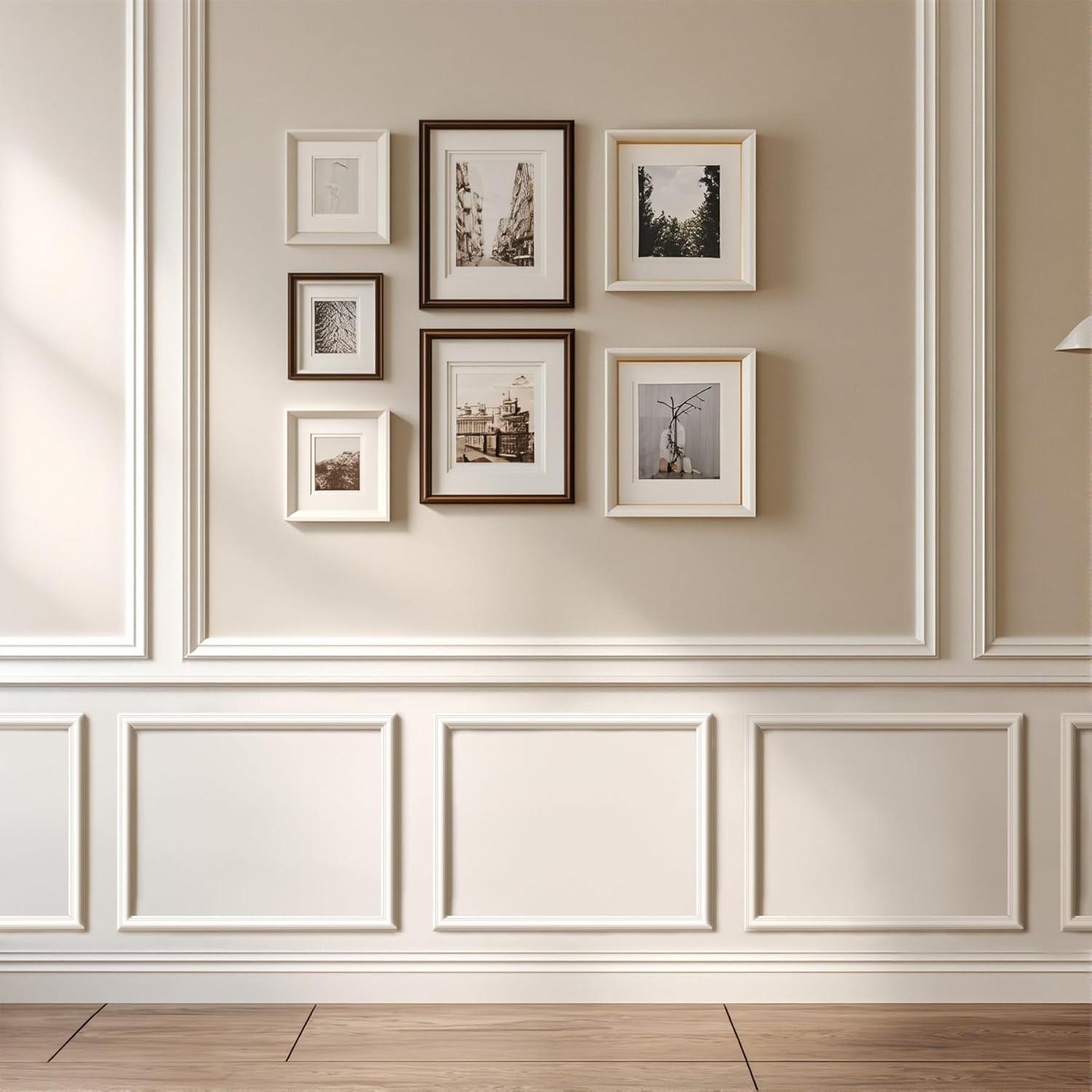 Peel and Stick Wainscoting Panels Kit, 6 Sets 16''x24'' Premade Wall Molding Peel and Stick Panels for Interior Wall Trim, Easy DIY Wainscoting Panels Peel and Stick Decor