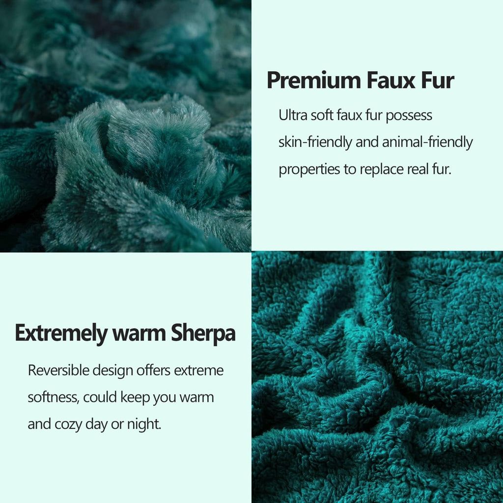 NEWCOSPLAY Super Soft Faux Fur Throw Blanket for Couch Tie-dye Dark Teal Sherpa Fuzzy Plush Warm Blanket for Sofa Bed (Tie-dye Dark Teal, Throw(40"x50"))