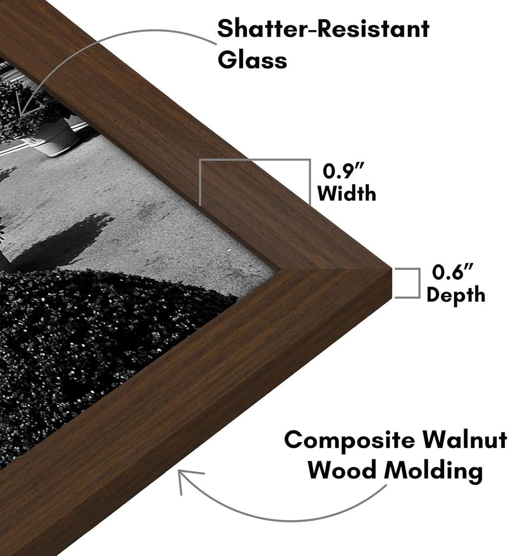 Americanflat 11x17 Picture Frame with Shatter-Resistant Glass - Signature Collection - Gallery-Style Frames Made of Engineered Wood - Photo Frame for Wall Display - Walnut