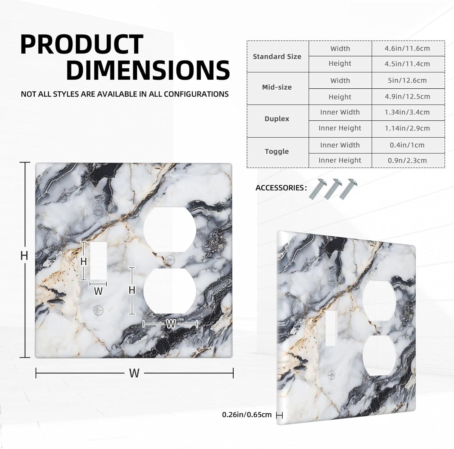 Outlet Covers Black Gold Marble Abstract Modern Luxury 1 Toggle 1 Duplex Switch Plate Covers Electrical Light Switch Cover Plate Decorative Wall Plate Socket Cover for Bedroom Home Decor