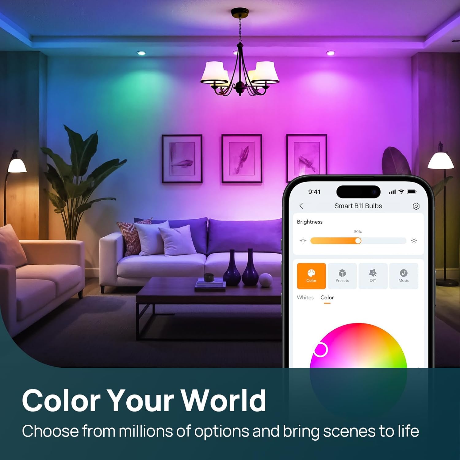 Linkind Matter Smart Bulbs, E12 Led Bulb Works with Alexa/Apple Home/Google Home, Smart Light Bulbs, WiFi Candelabra B11 Bulbs, RGBTW Color Changing Light Bulb, 2.4Ghz WiFi Bulb, 470 LM 4 Pack