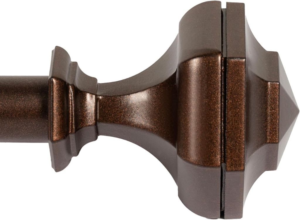 Deco Window Adjustable Curtain Rod for Windows 18 to 44 Inch (Pack of 1) Extendable Heavy Duty 3/4 Inch Iron Drapery Pole with Finials Wall Mounted French Door Curtain Rods (Brown)