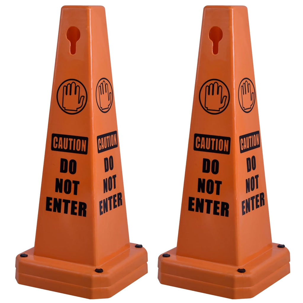 OrangeStar Do Not Enter Cones 4-Pack, 26.5" Large 4-Sided No Entry Message Safety Cones with Heavy Rubber Base for Indoor Outdoor Use, Traffic Control, Security, Warehouse Safety
