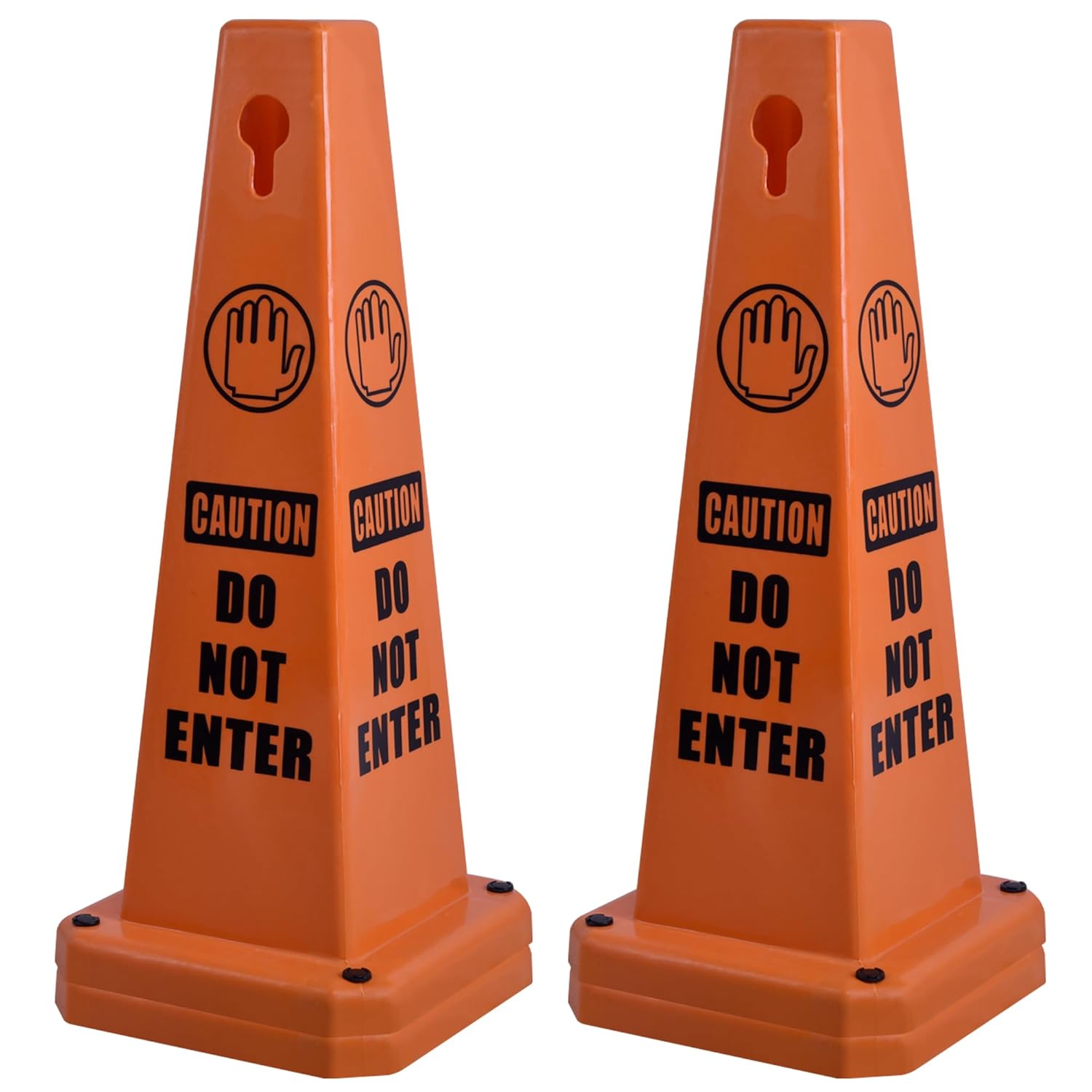 OrangeStar Do Not Enter Cones 4-Pack, 26.5" Large 4-Sided No Entry Message Safety Cones with Heavy Rubber Base for Indoor Outdoor Use, Traffic Control, Security, Warehouse Safety