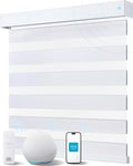 Smart Zebra Blinds for Windows, Alexa Motorized Blinds with Remote Control, Automatic Electric Power Zebra Shades for Indoor Windows (23" W x 72" H, White)