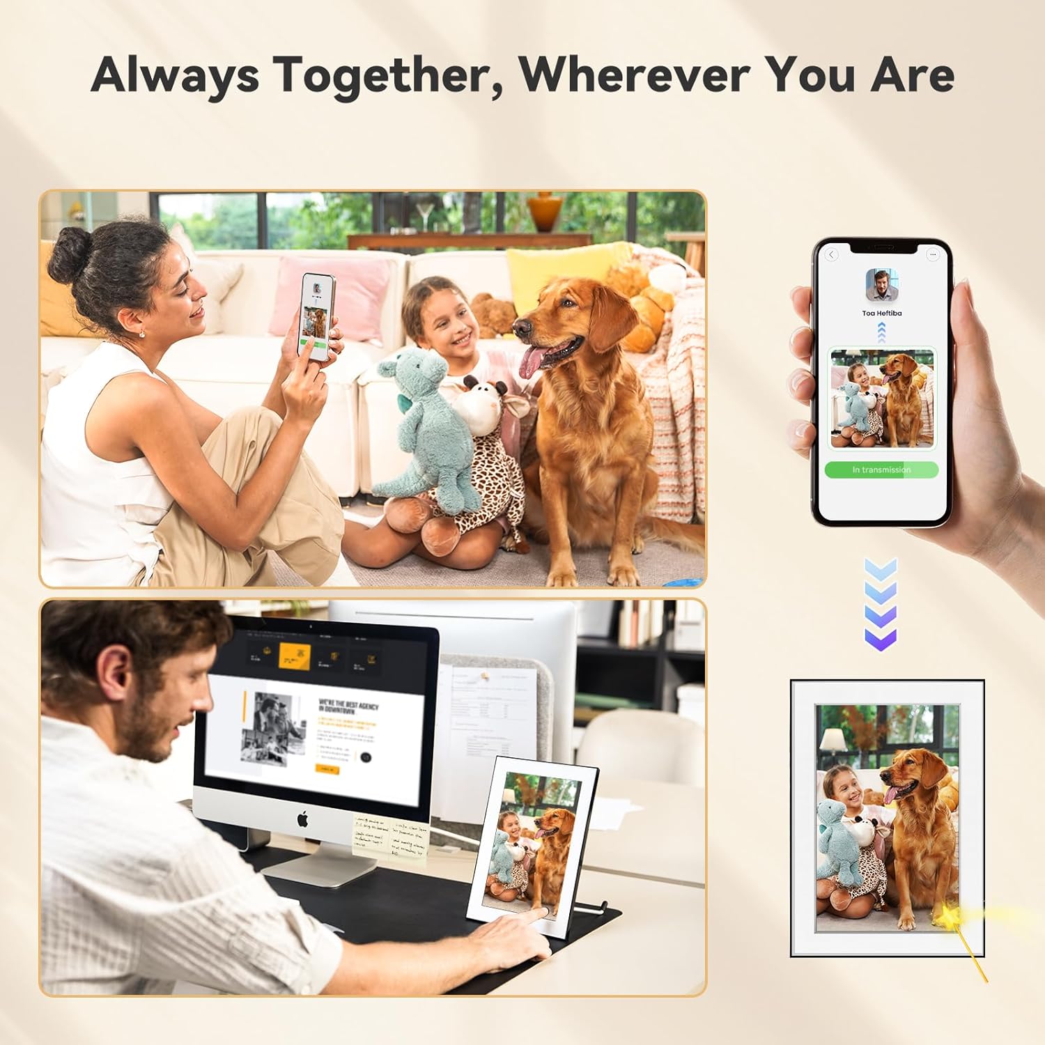 Digital Picture Frame - 10.1" HD Display AI Magic Frame, Touch Screen Digital Photo Frame with Easy Setup, Unlimited Cloud Storage, Gifts for Parents and Grandparents