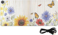 Heated Desk Pad Mouse Pad 31.5x13 Inch PU Leather Desk Mat with 3 Heat Levels Large Mouse Gaming Computer Laptop Mat Watercolor Cornflower Butterfly