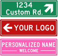 Custom Street Sign with Directional Arrow, Double Sided/Reflective Option, 24''x8'', Personalized Road Address Large Metal Sign, Customize for Business, Office, Outdoor, Home, Delivery