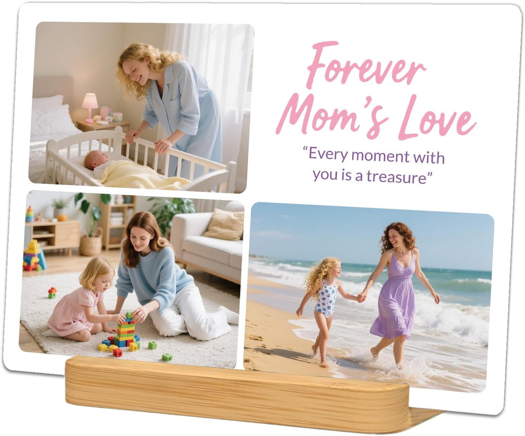 Custom Metal Photo Prints，Personalized Your Own Picture Frame, Customize Photo Prints with Wooden Base，Personalized Metal Picture Gift for Lovers，Family，Boyfriend，Friends
