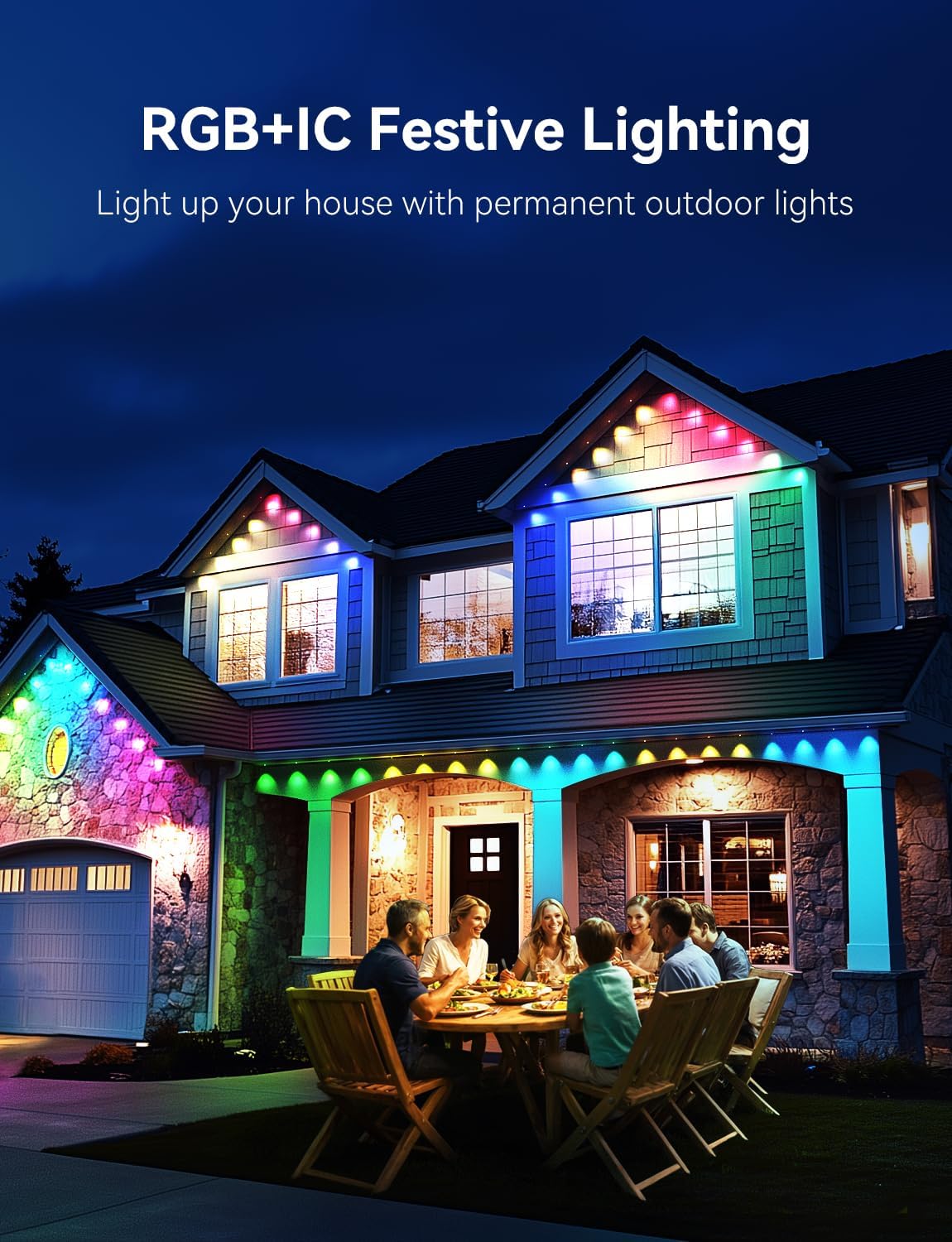 Permanent Outdoor Lights -Smart Eave Lights for House150ft with 108 LED,RGB+IC IP67 Waterproof Eternity Lighting for Daily Decor, Work with Remote, APP, Alexa, Google Assistant