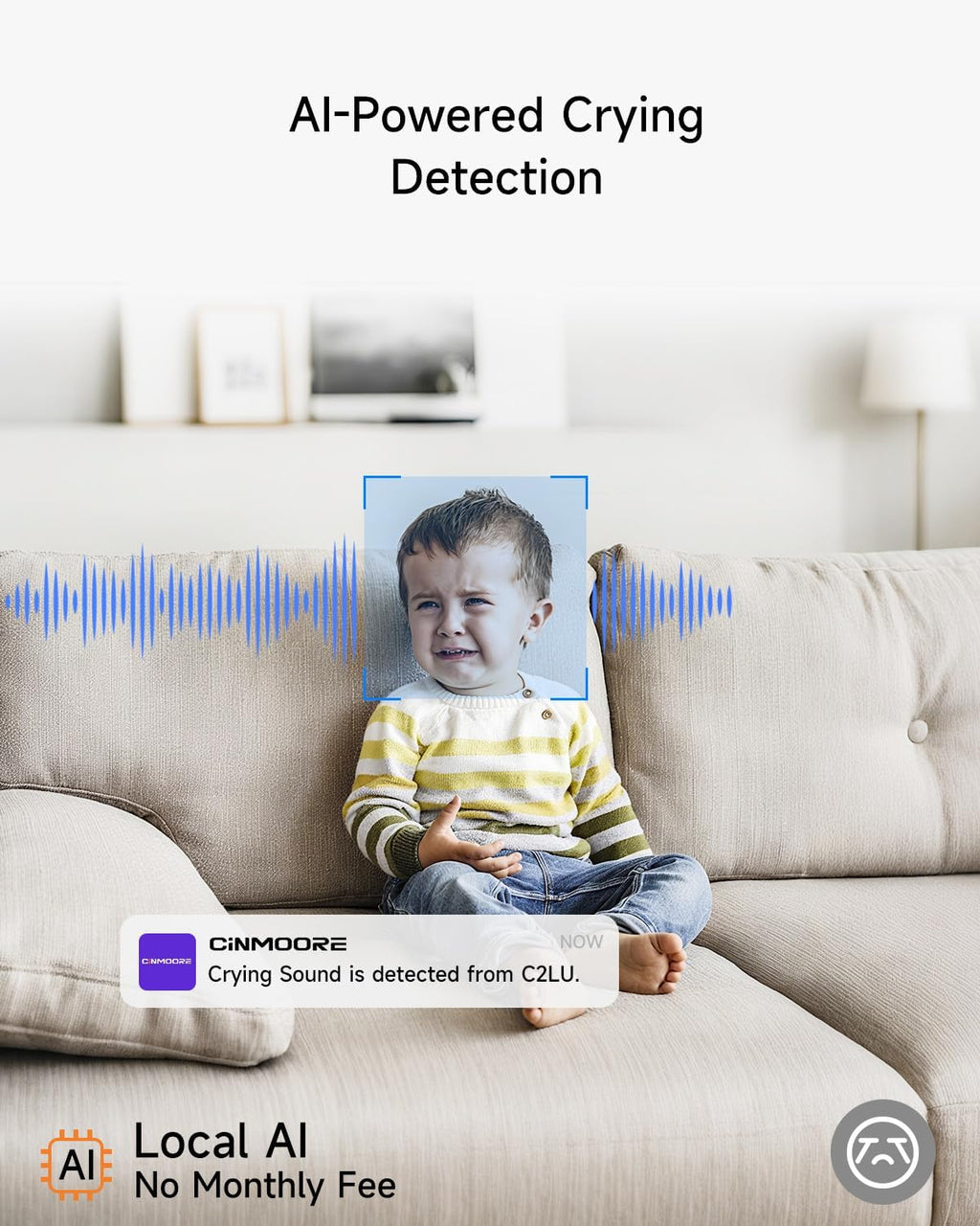 4MP Camera for Home Security, Free 32GB SD Card, Non-Subscription AI Human/Pet/Crying Detection, 2.5K Dog Cat Pet Camera with Phone APP, 360° Coverage, 2-Way Talk, IR Night Vision, 2.4G WiFi
