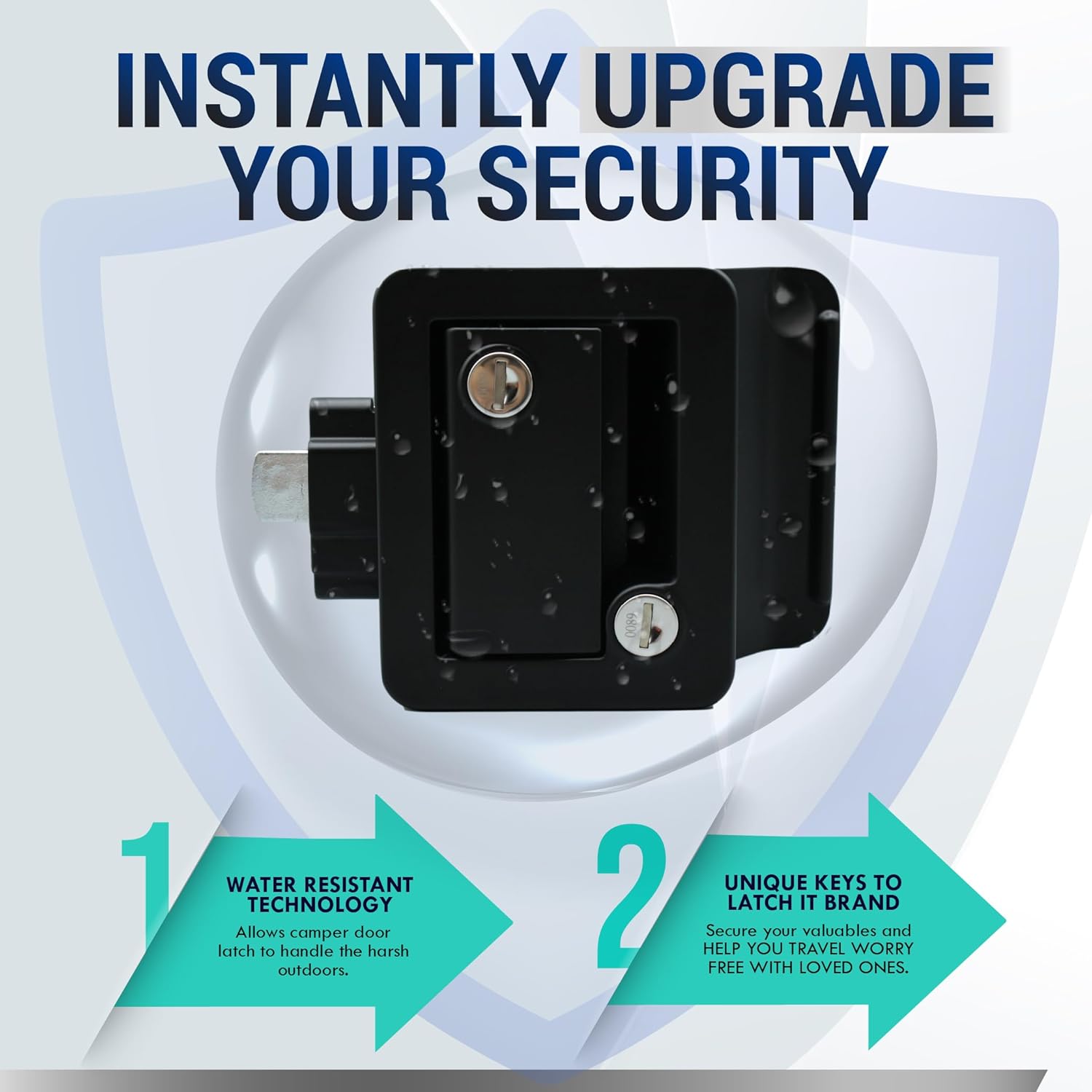 LATCH.IT Black RV Door Latch | 2 Keyed Alike RV Door Locks for Travel Trailers | Travel Trailer Door Latch | 100% Metal Camper Door Lock w/ 4 Keys | Trailer Door Lock is Easy-to-Install & Fits Most!