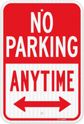 T&R Large No Parking Anytime Sign, 18" x 12" Engineer Grade Reflective Sheeting, Rust Free Aluminum, Waterproof, Fade Resistant, 2 Pre-drilled Holes