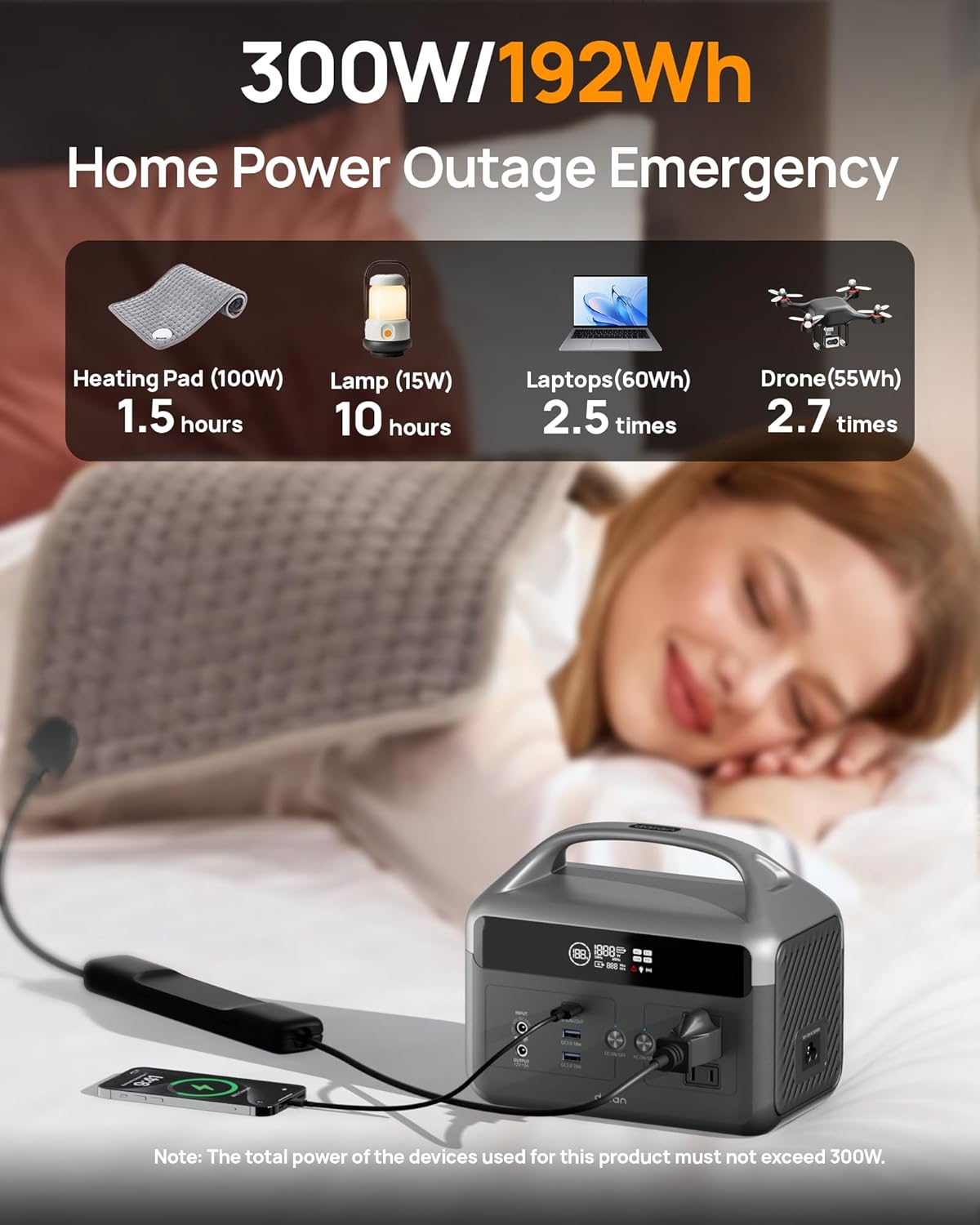 DaranEner Portable Power Station with Foldable Solar Panels 40w, 300w Lifepo4 Battery 60W USB-C Pd, 192Wh Fast Recharge Home Backup Power Bank, Lightweight Solar Generator for Camping, Outdoor Travel
