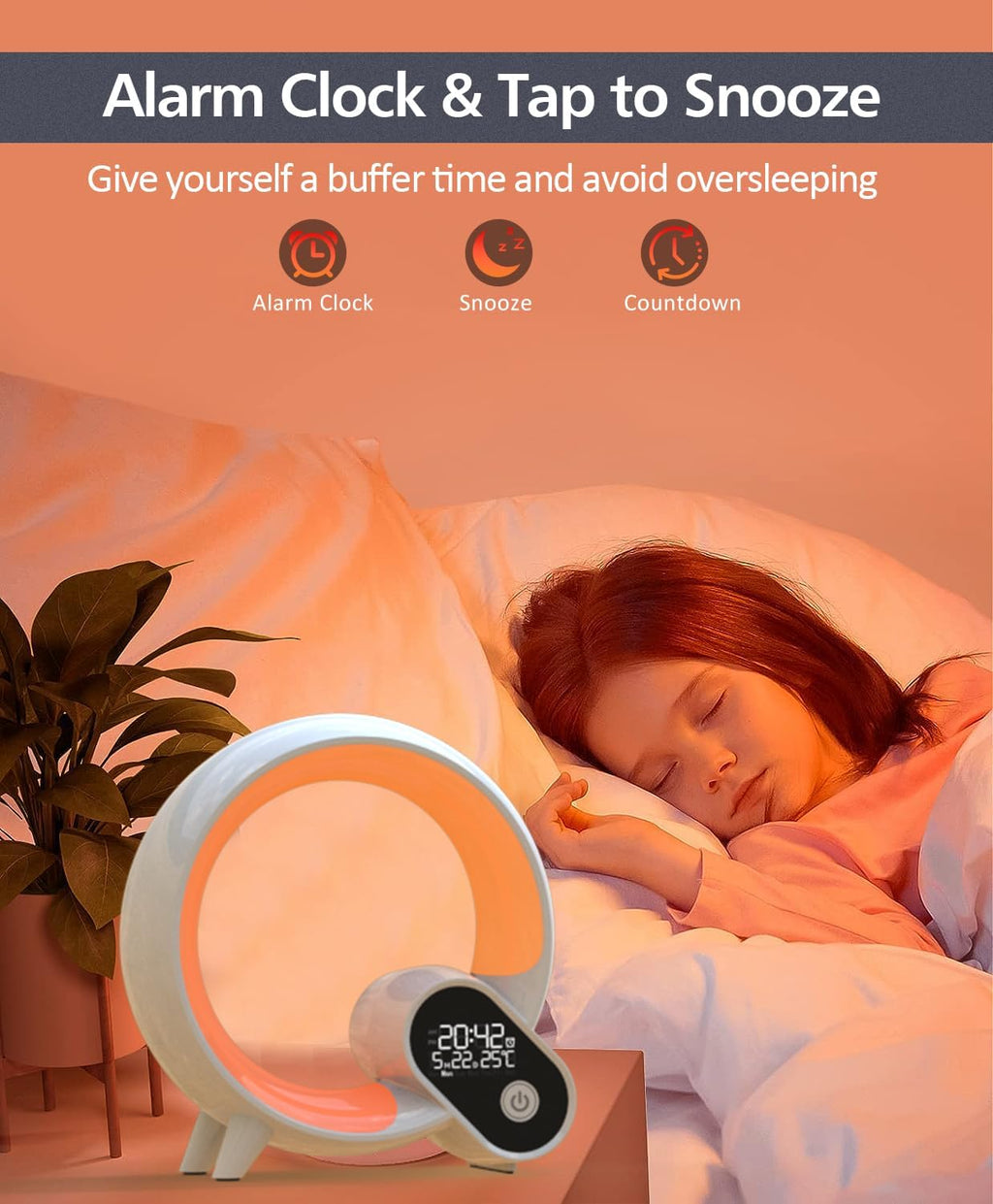 Smart Night Light for Kids,Wake Up Light Sunrise Alarm Clock,Ambient Light & Sleep Assistant White Noise Sound Machine Baby Night Light,App,Bluetooth Speaker,Snooze,Timer,Remote Control,Ideal for Gift