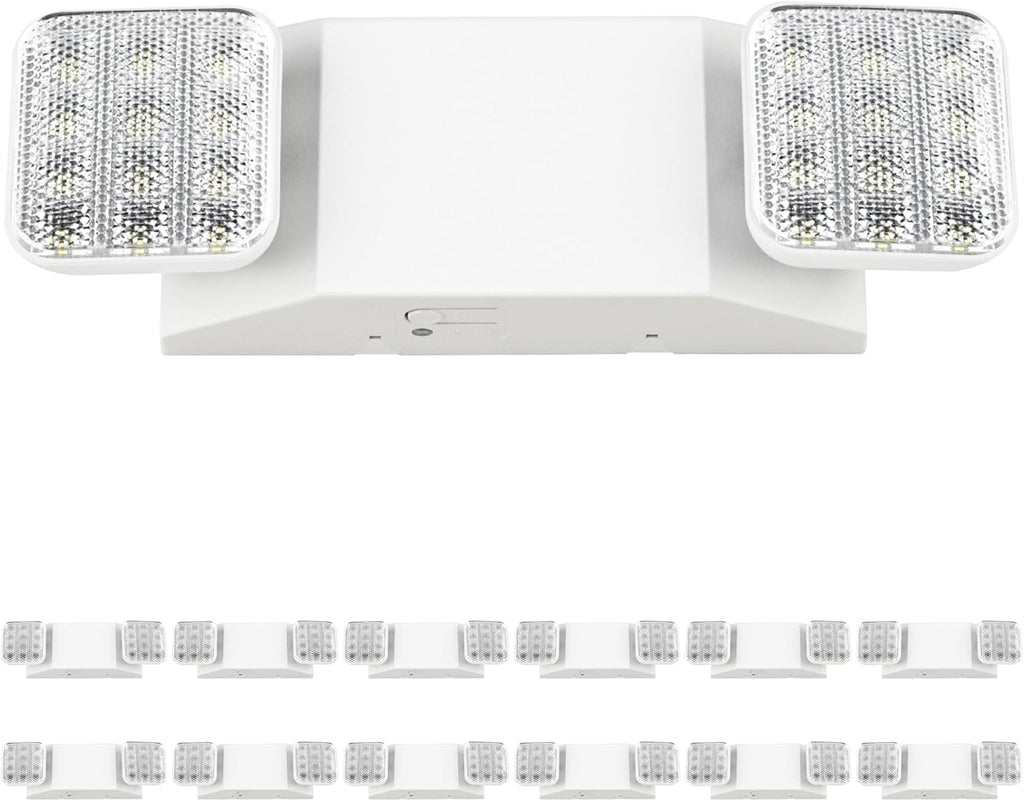 Sunco 12 Pack LED Emergency Lights, Commercial Lighting for Business, Power Outages, Offices, with Backup Battery (90 Minutes), Wall Mount, Hard Wired, 120-277V, Fire Resistant (94V-0) UL
