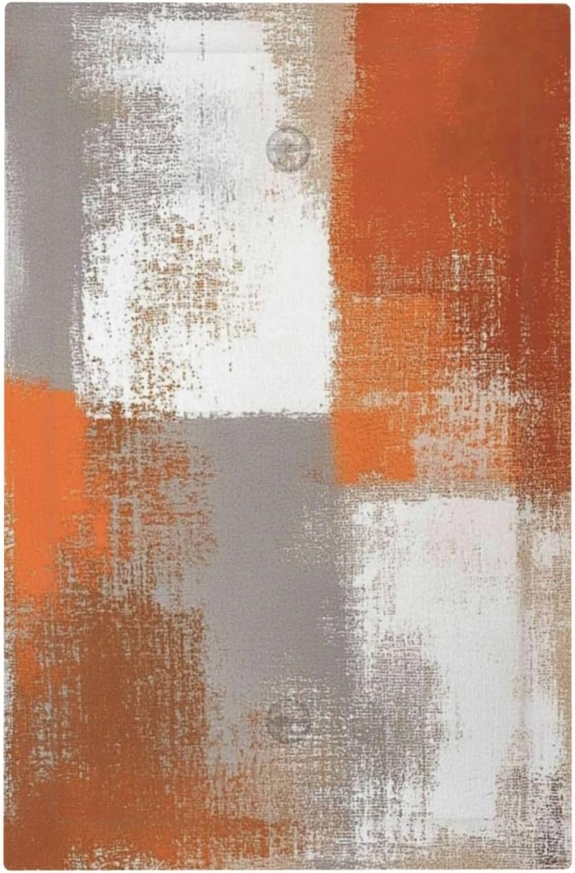 Orange Grey Abstract Art Oil Painting Light Switch Cover Plate 1 Gang No Device Blank Electrical Wall Plates Faceplate Decorative Switch Plate For Home Farmhouse Decor