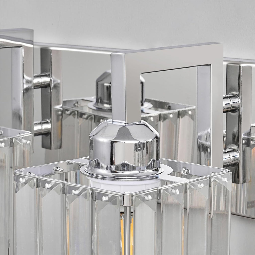 Modern Bathroom Vanity Light 4-Lights Chrome Crystal Wall Lamp Bathroom Modern Crystal Vanity Lighting