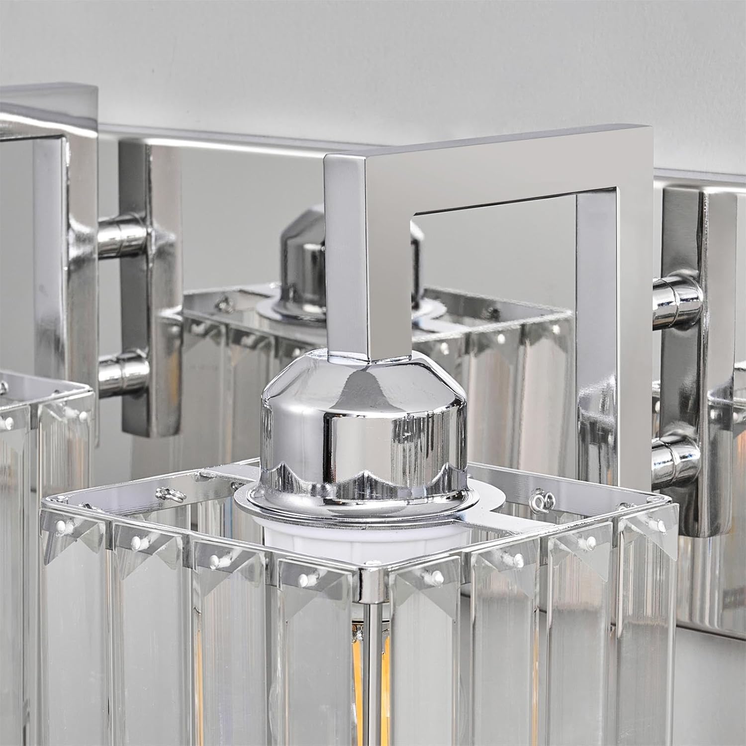 Modern Bathroom Vanity Light 4-Lights Chrome Crystal Wall Lamp Bathroom Modern Crystal Vanity Lighting