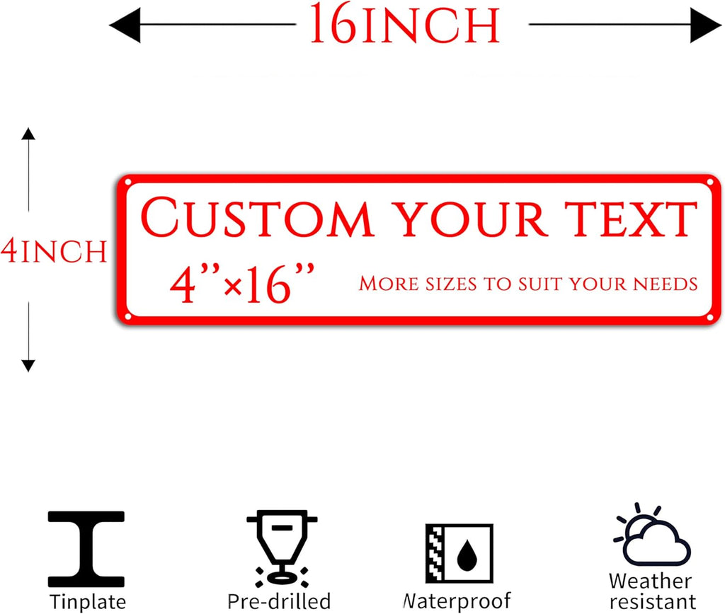 Custom Sign,street signs customized，Reflective,Aluminum Weatherproof Metal Sign Multiple Sizes, Customize for Street, Business, Workplace, office, Home, Delivery Signs(4 * 16 Inch)
