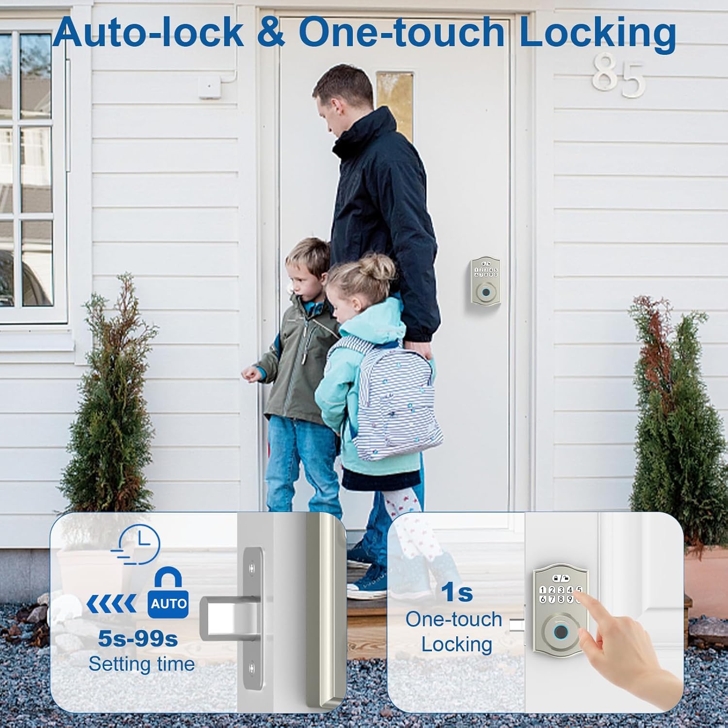 Smart Door Lock - Keyless Entry with Fingerprint/Bluetooth APP Control/Password, Auto Lock, One Time Code, Nickel