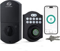 Smart Fingerprint Door Lock, Keyless Entry Deadbolt with Electronic Keypad, Bluetooth App Control, One Time Code, IP65 Weatherproof, for Front Door/Home/Office (Matte Black)