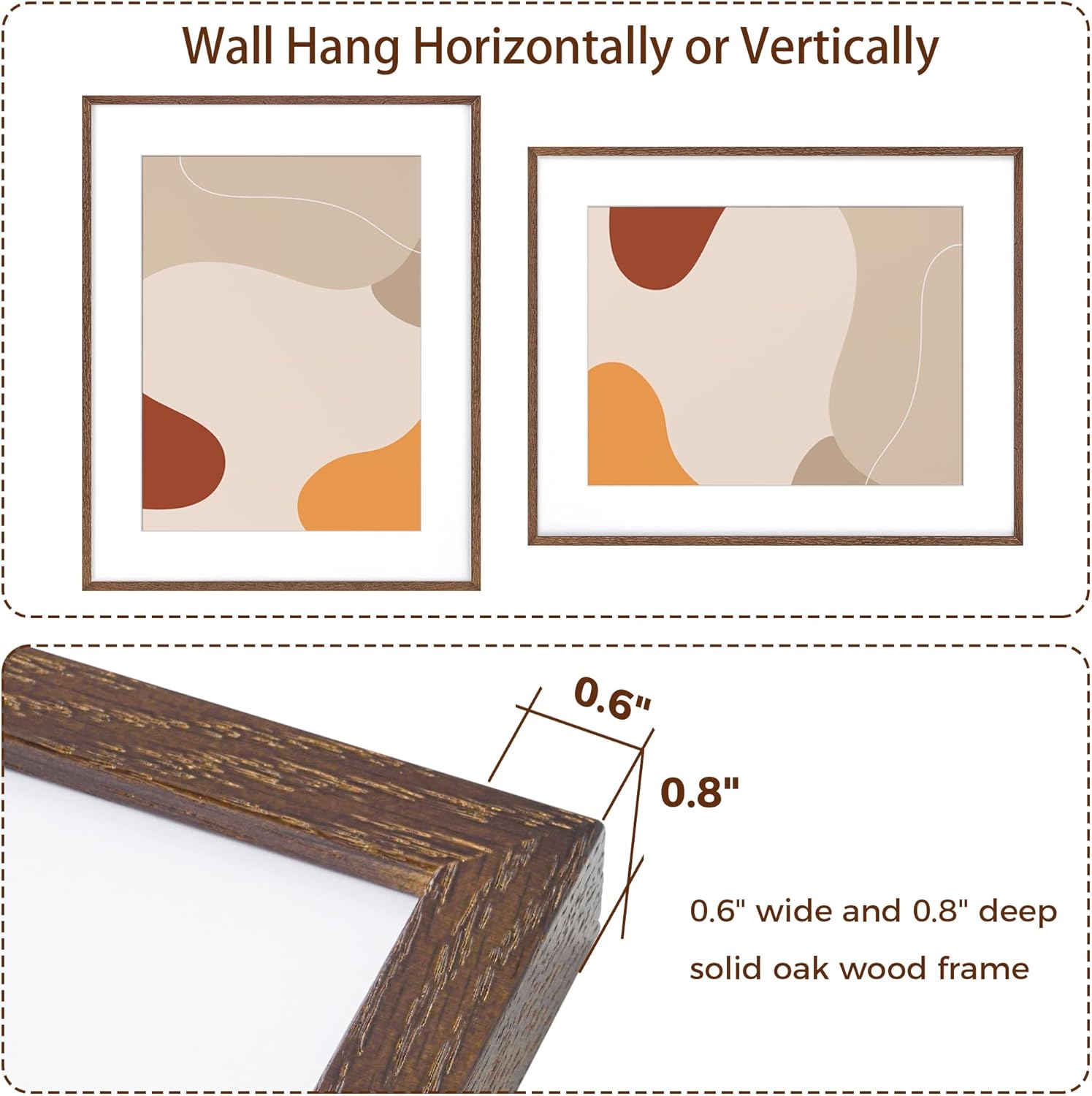Fun Memories 24x30 Oak Wood Picture Frame, 24"x30" Poster Frame for Wall, 24 by 30 Frame with Tempered Real Glass, 24x30 Matted Frame for 18x24 Picture, 24x30 Inch Photo Frames (Walnut Color, 1 Pack)