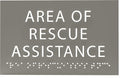 6" X4" Area of Rescue Assistance Sign- Tactile Graphics Grade 2 Braille Text ADA Compliant Sign |ADA Compliant Plastic Signs for Schools, Offices, Businesses, Apartments & Restaurants