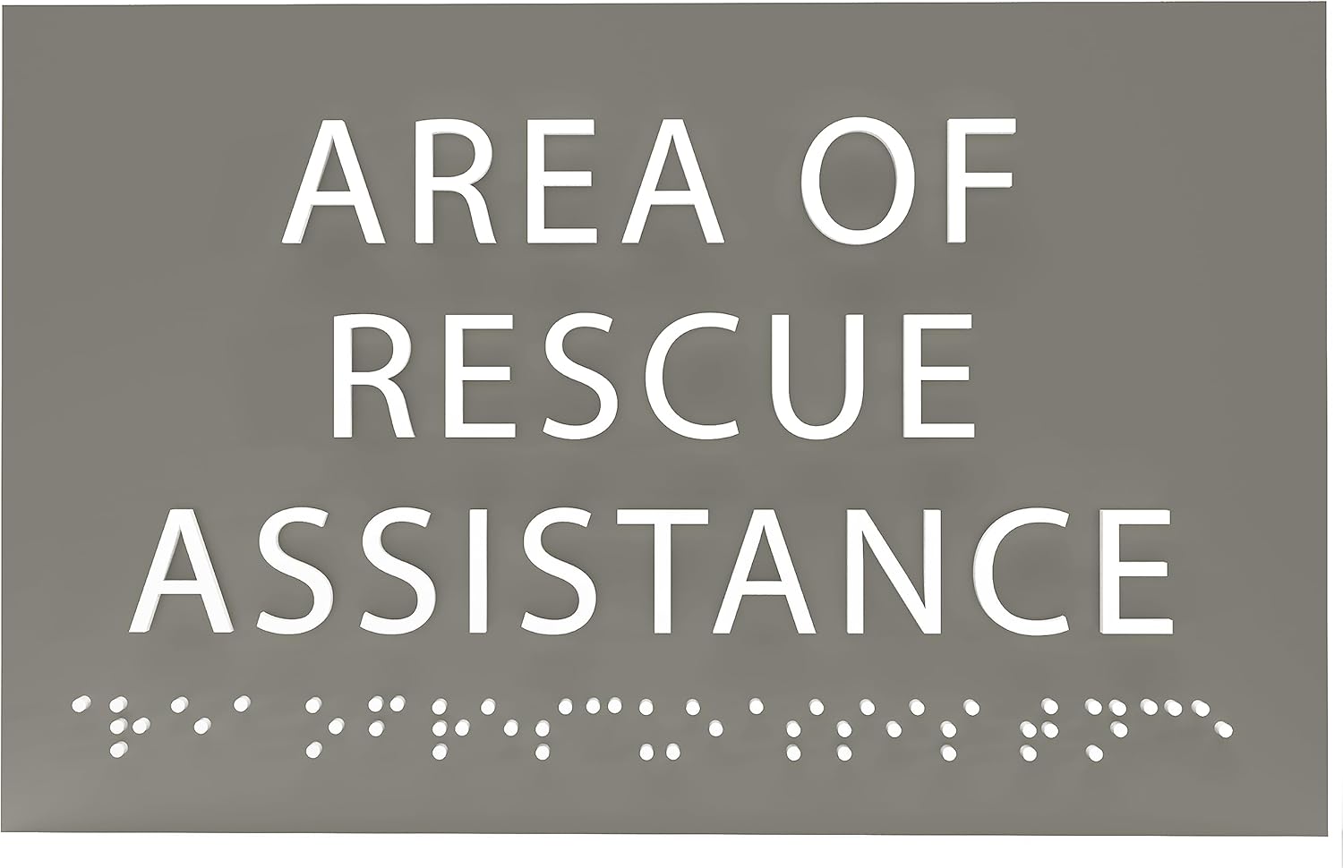 6" X4" Area of Rescue Assistance Sign- Tactile Graphics Grade 2 Braille Text ADA Compliant Sign |ADA Compliant Plastic Signs for Schools, Offices, Businesses, Apartments & Restaurants