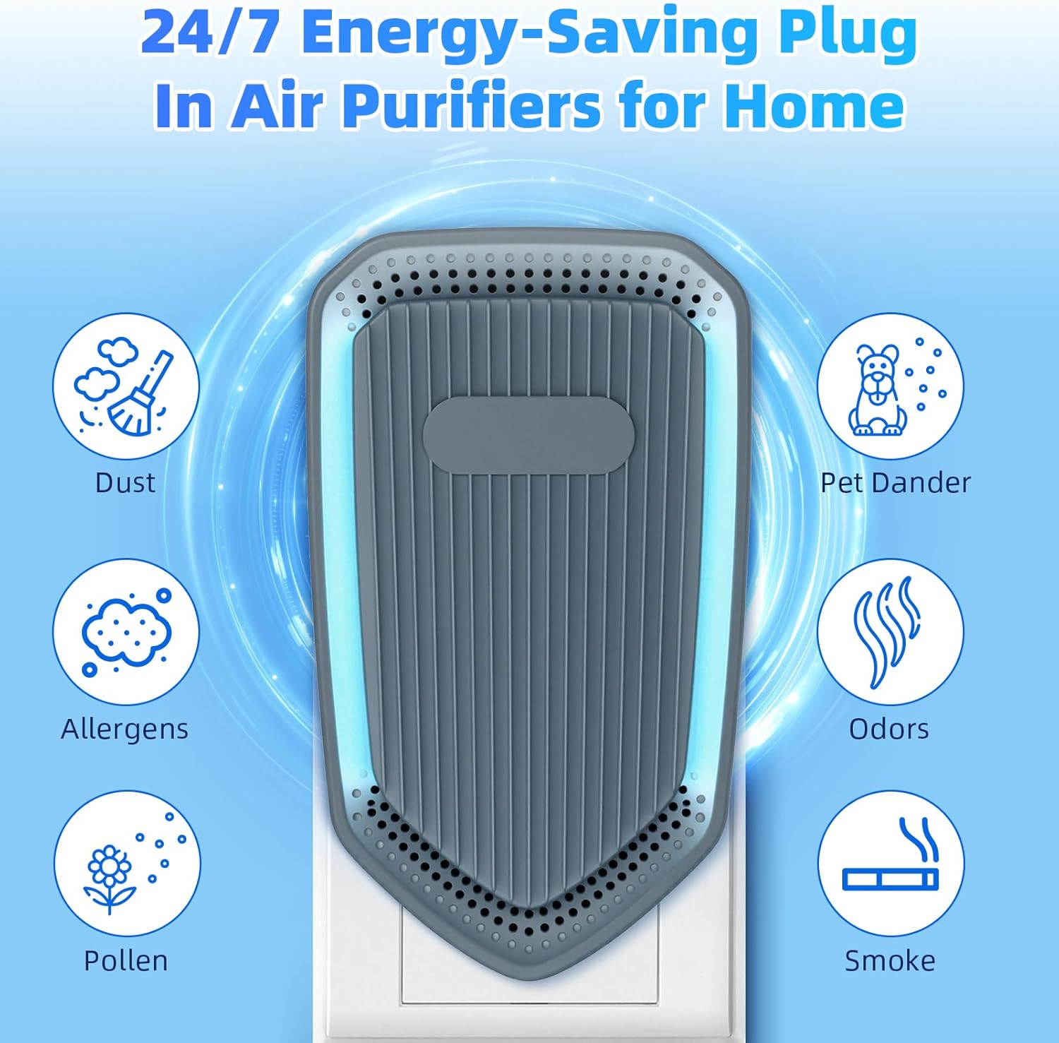 Negative Ion Air Purifier, Silent Plug-in Air Purifier,Mini Portable Air Ion Generator, Absorbing Smoke and Dust, Purifying Air is Suitable for Bedroom, Study, Kitchen, Bathroom and Living Room. (4)