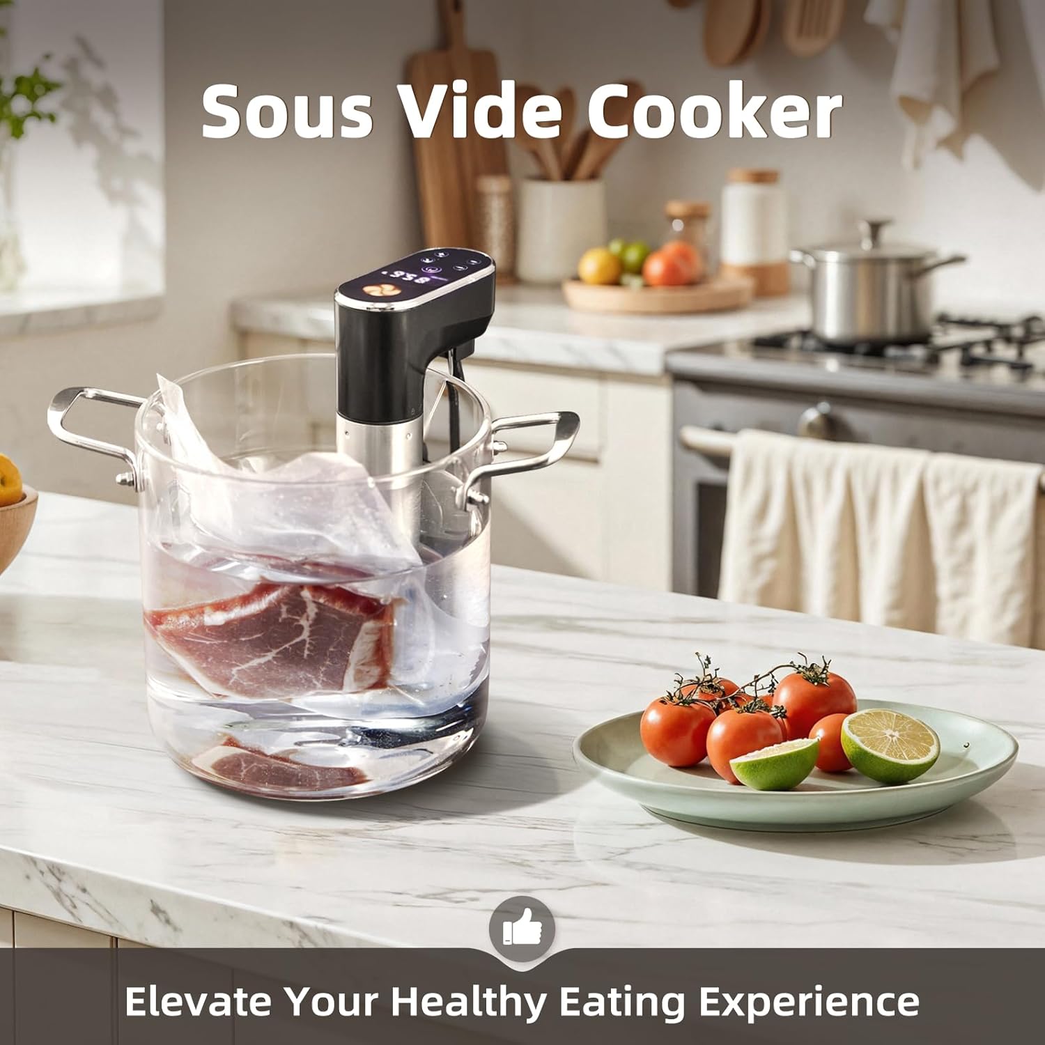 Sous Vide Machine,1300 Watts, Immersion Circulators, Sous Vide Precision Cooker, Steak Cooker, Temperature and Time Digital Display Control, Ultra-Quiet,Fast-Heating,Easy to store,IPX7 Waterproof