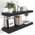Heimlove 12 Inch Deep Floating Shelves, 48 x 12 inches Long Wall Shelf, Large Display Shelf & Storage Shelf, Rustic Wood Wall Shelves for Fireplace Mantel, Set of 2(Black)