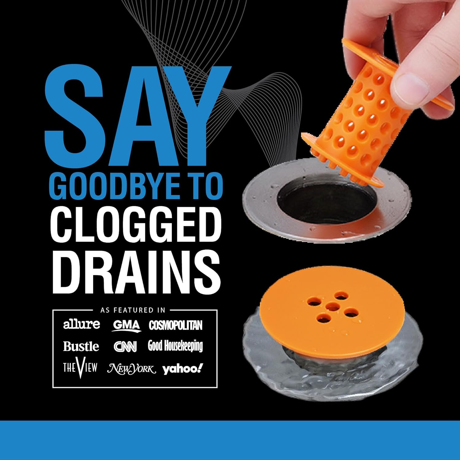 TubShroom Tub Drain Hair Catcher Strainer, Orange – Drain Protector and Hair Catcher for Bathroom Drains, Fits 1.5” – 1.75” Bathtub and Shower Tub Drains
