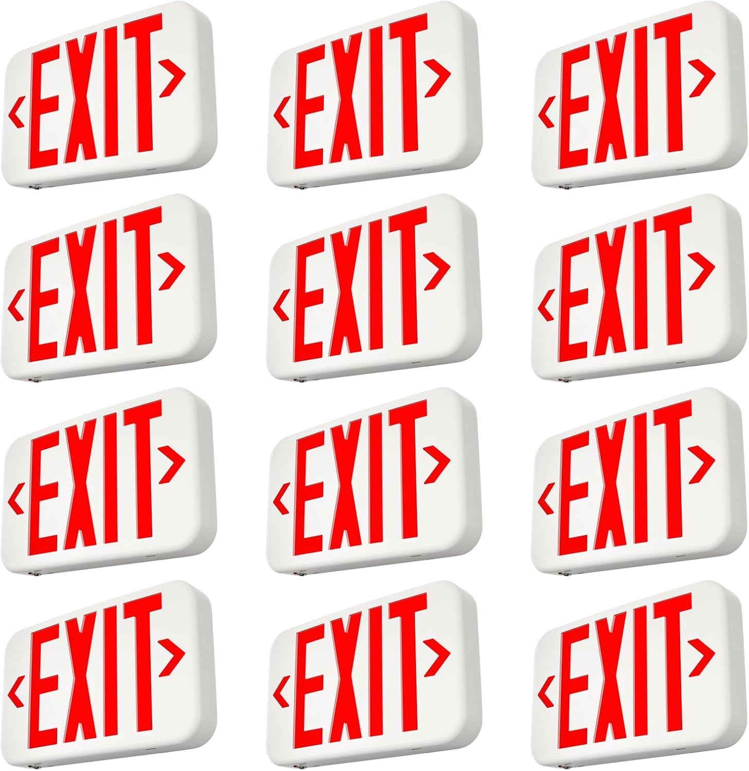 FREELICHT 12 Pack Red Double-Sided LED Exit Sign with Battery Backup, Exit Sign for Business,Easy To Install, UL Certified, AC 120/277V