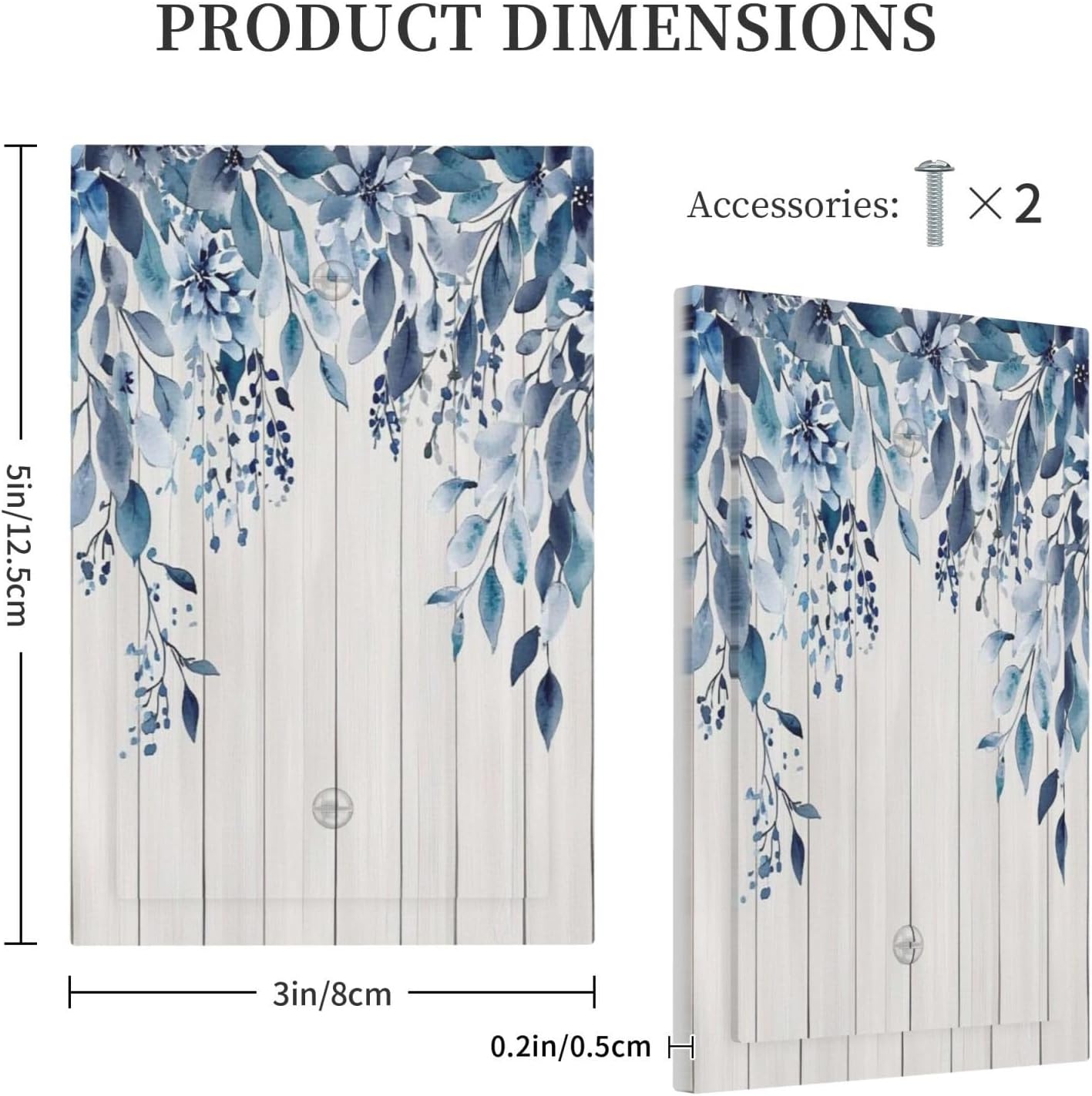 Eucalyptus Rustic Watercolor Plant Light Switch Cover Plate 1 Gang No Device Blank Electrical Wall Plates Faceplate Decorative Switch Plate For Farmhouse Home Decor