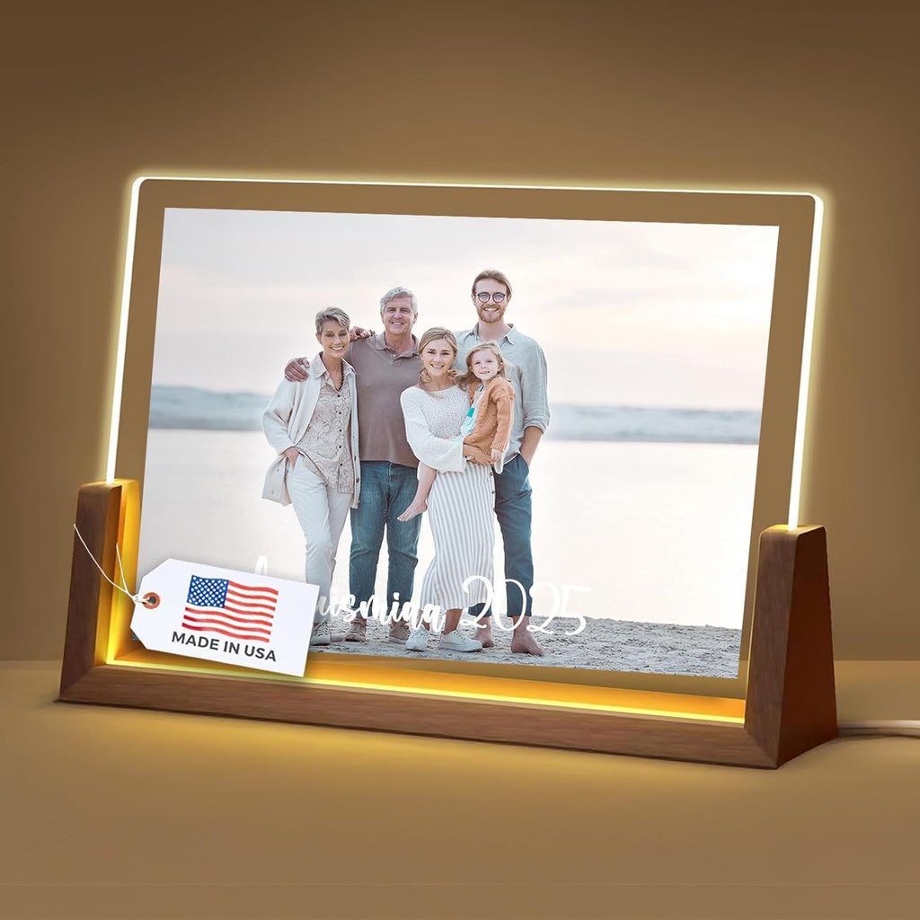 LOUISMIAA Customized Picture Frames with Night Light,Decorative Plaque Anniversary Birthday Mother’s Day Father’s Day Valentine’s Personalized Gifts for Boyfriend Girlfriend Couple Same Day Shipping