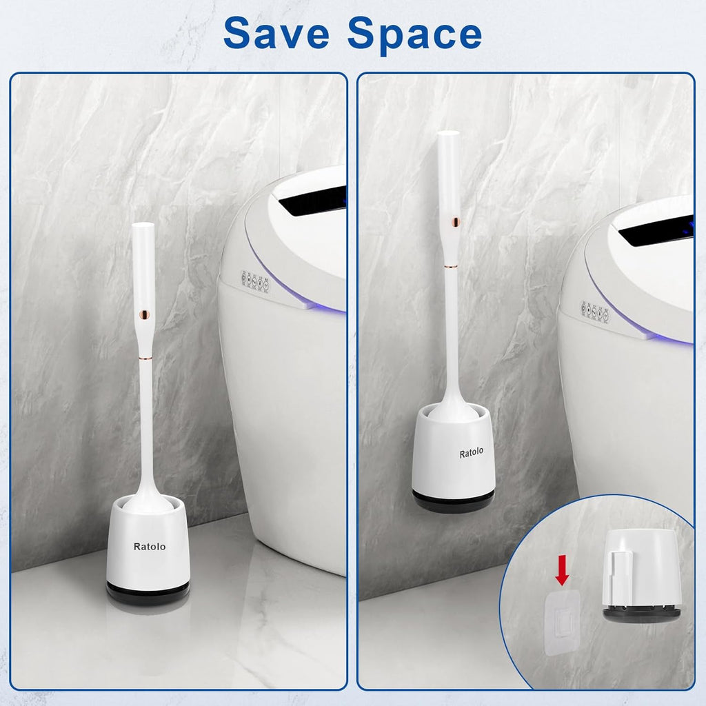 Electric Toilet Brush,Silicone Toilet Brush,Toilet Brush,Toilet Bowl Brush and Holder Set with Ventilated Holder，with 1 Crevice Cleaning Brushes