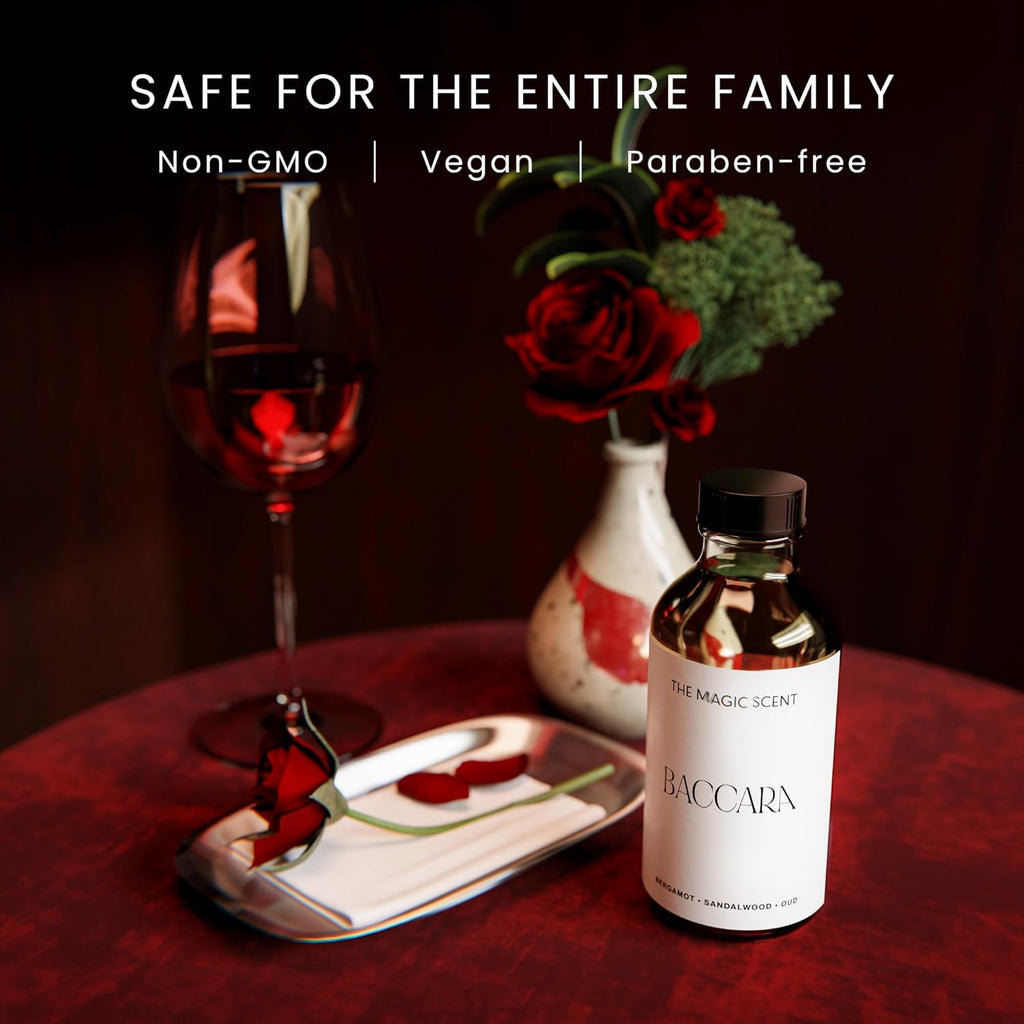 The Magic Scent Baccara Diffuser Oil - Hotel & Home Luxury Scents Inspired by Baccarat Rouge - Diffuser Oil Scents for Home Designed for Use in All Diffusers - 4 fl oz, 120 mL