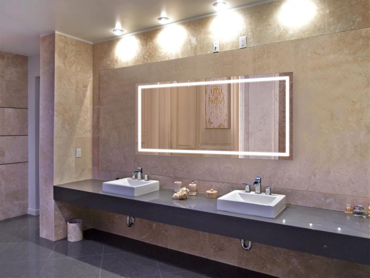 Krugg | Large 72 Inch X 36 Inch LED Bathroom Mirror | Lighted Vanity Mirror Includes Dimmer & Defogger | Wall Mount Vertical or Horizontal Installation