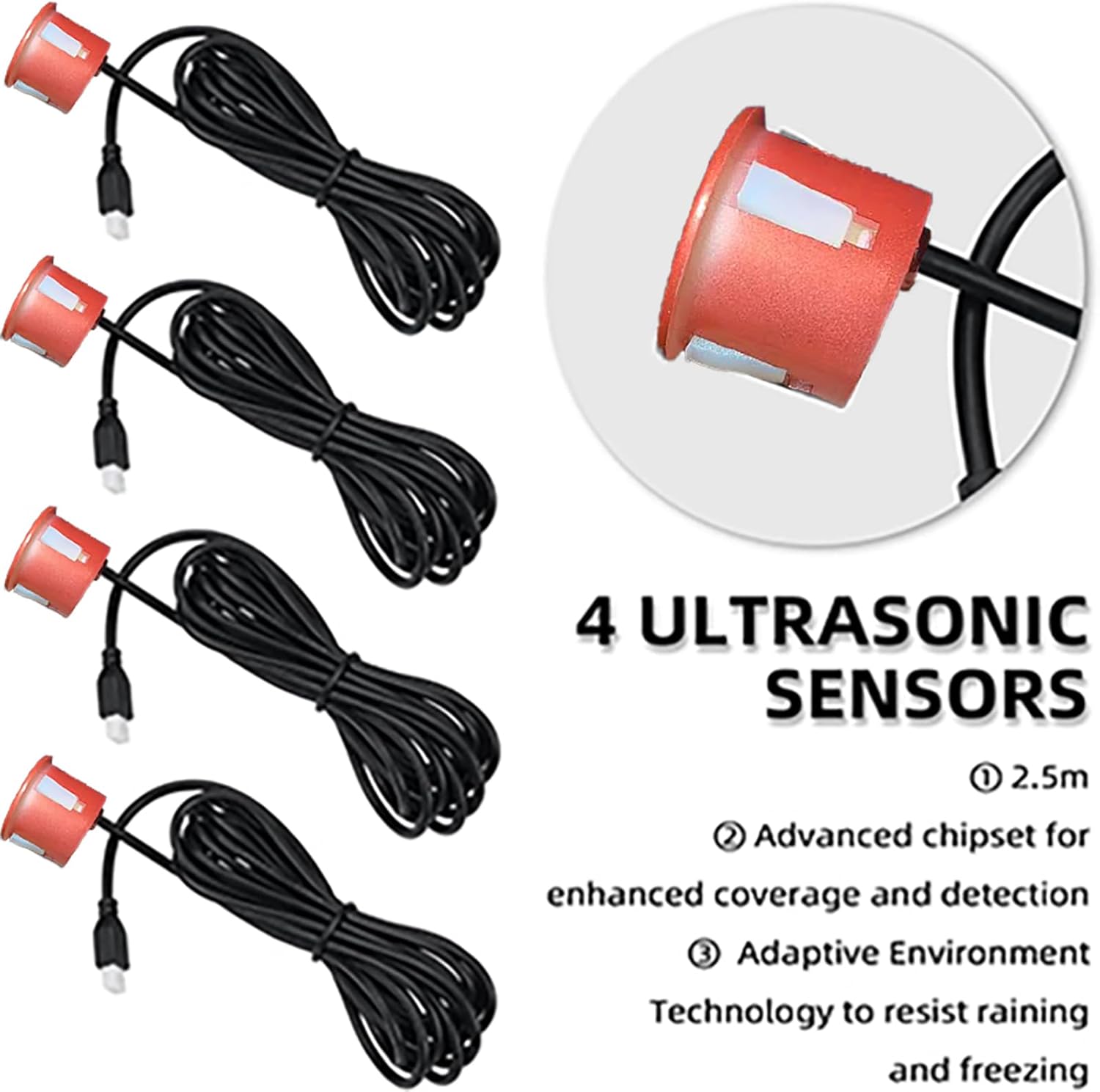 LCD Parking Sensor Kit - Displays Data on Original Screen, Easy Rear Installation, Compatible with All Camera Formats (AHD, CVBS), 18 Probe Colors to Match Any Vehicle